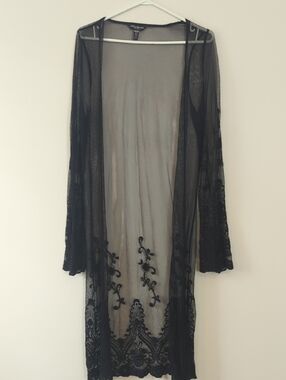 Sheer Black Lace Robe
